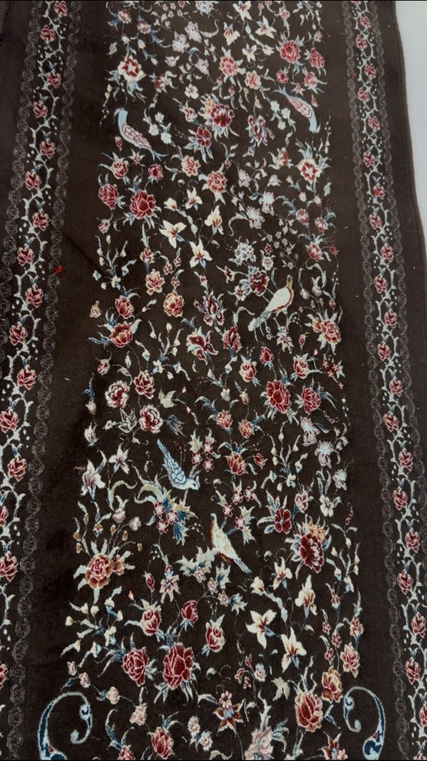 فرش رانر گل مرغ قهوه ای ۱۵۰۰ شانه